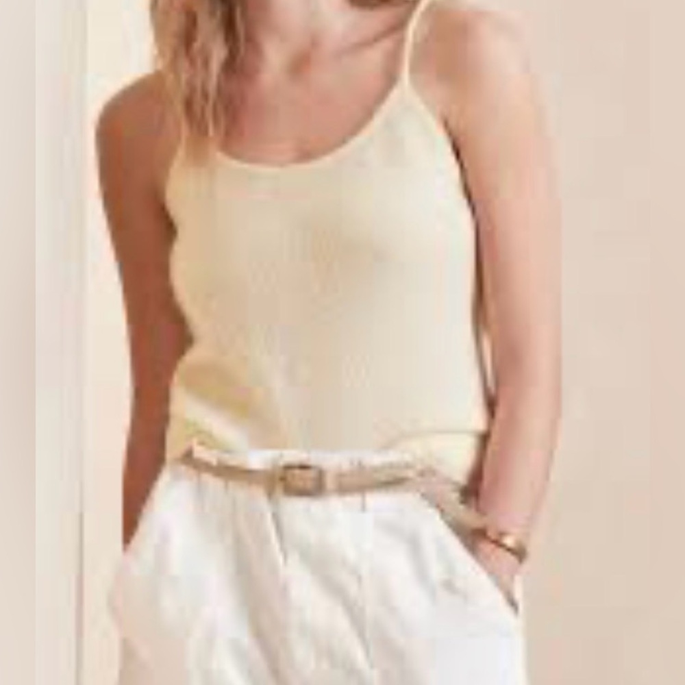 NWOT Banana Republic Allegra Brushed 100% Cashmere Tank Top xxs cream parchment
